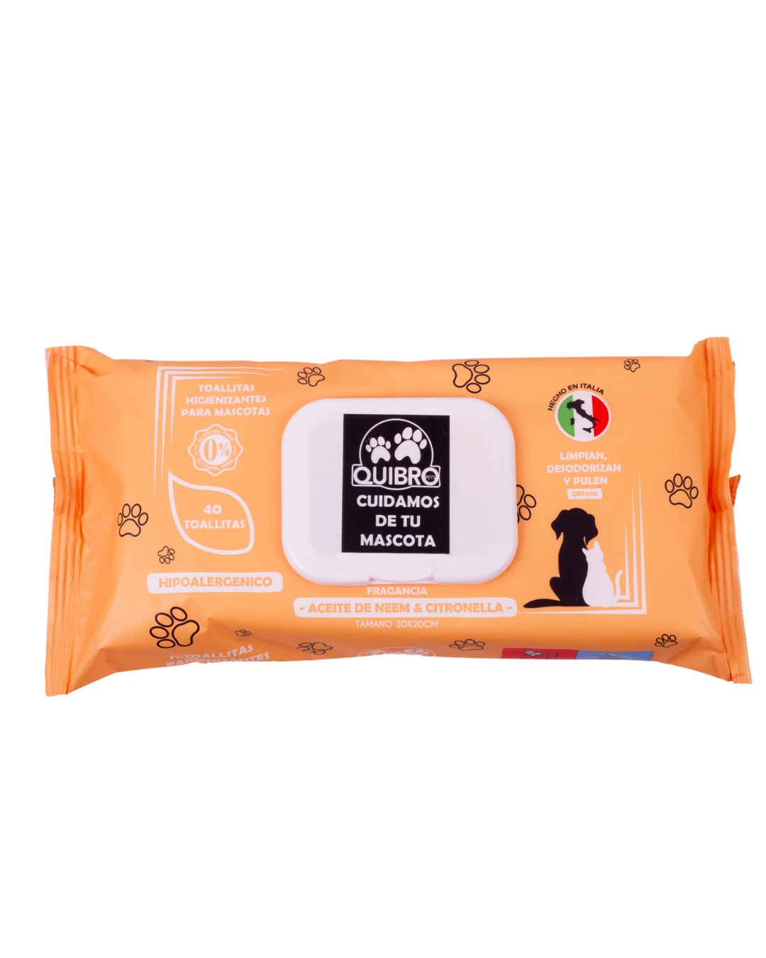 Quibropets Toallitas Aceite de Neem y Citronela 40und Quibropets Toallitas Aceite de Neem y Citronela 40und