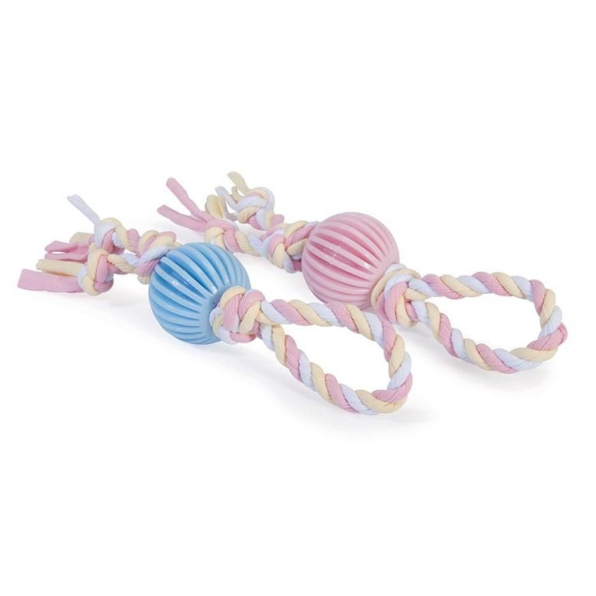 Camon Juguete Pelota TPR con Cuerda y Nudo - Azul & Rosa Camon Juguete Pelota TPR con Cuerda y Nudo - Azul & Rosa