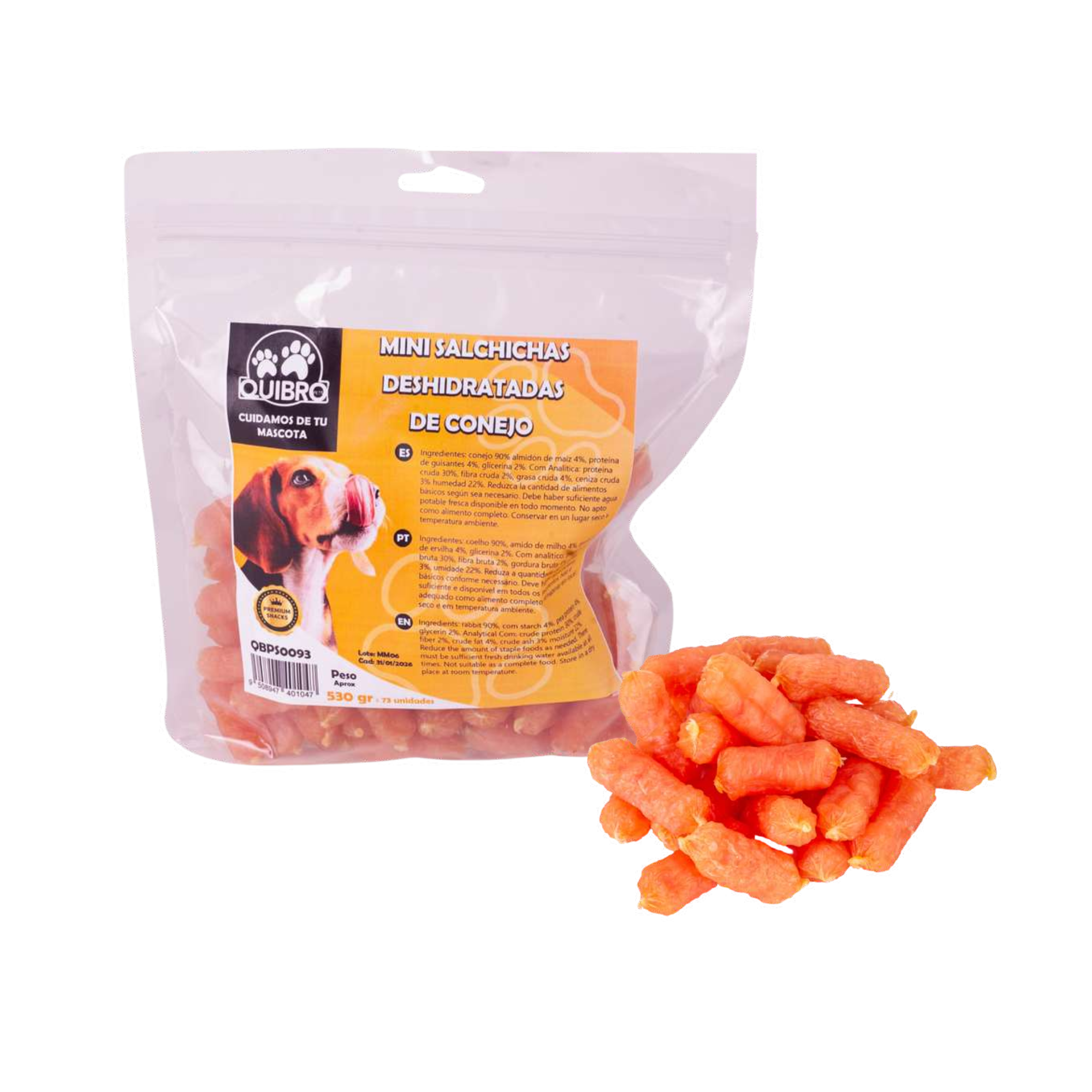 Quibropets Mini Salchichas Deshidratadas de Conejo Quibropets Mini Salchichas Deshidratadas de Conejo