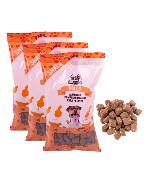 Quibropets Pack 3 Snacks Natural Pollo