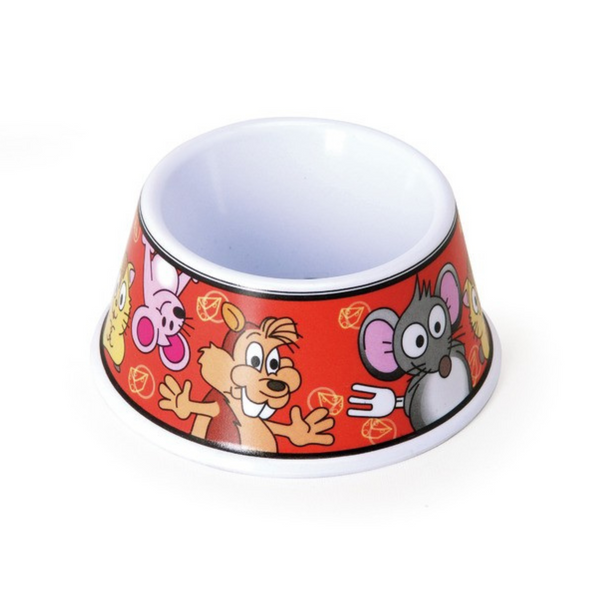 Comedero de melamina para animales muy pequeños con diseño divertido y capacidad de 60 ml, ideal para mascotas.
