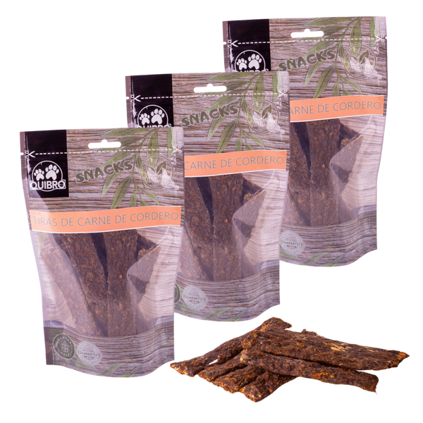 Quibropets Tiras de Carne de Cordero (3x150g)