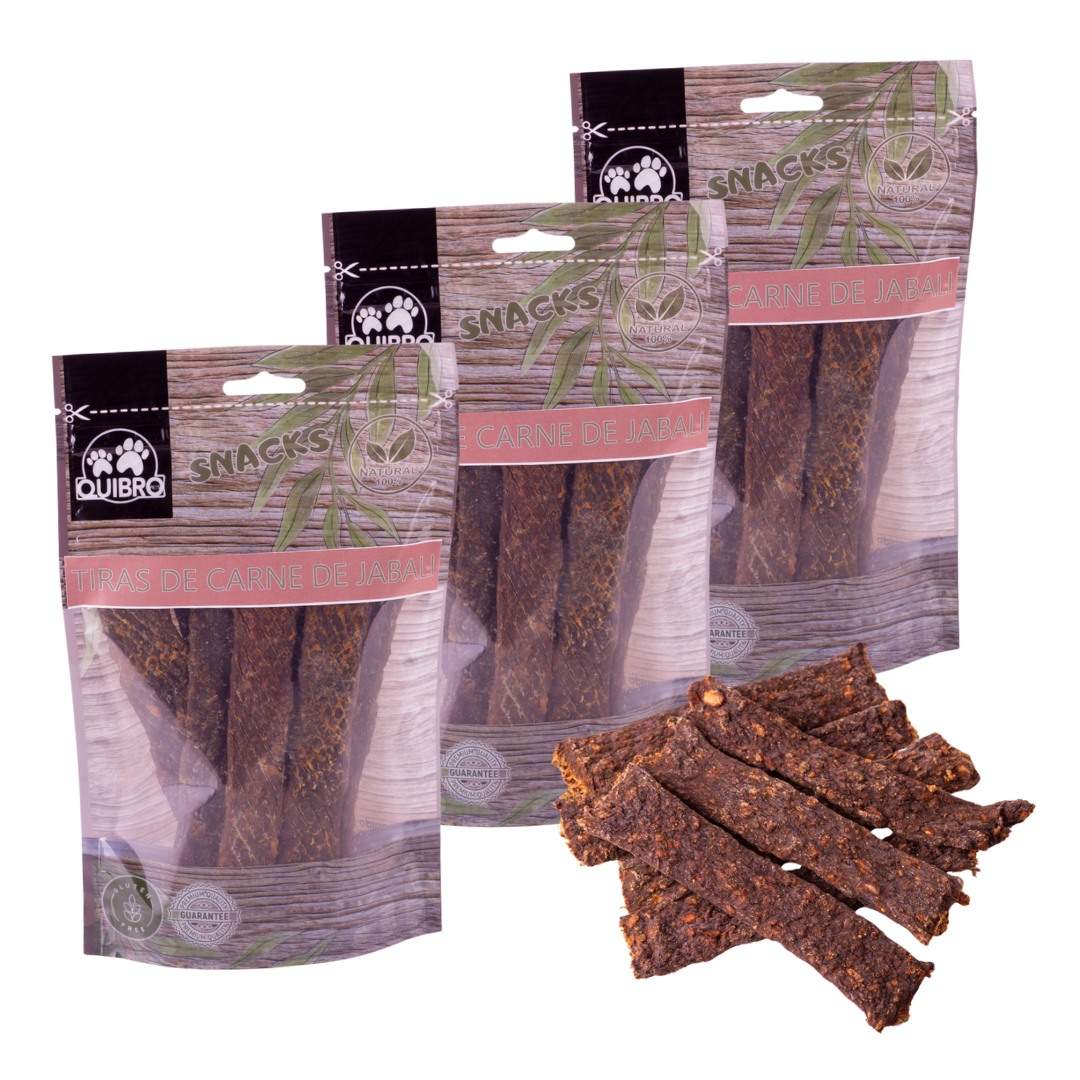 Quibropets Tiras de Carne de Jabalí (3x150g)