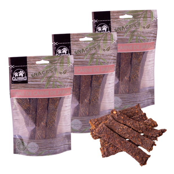 Quibropets Tiras de Carne de Jabalí (3x150g)