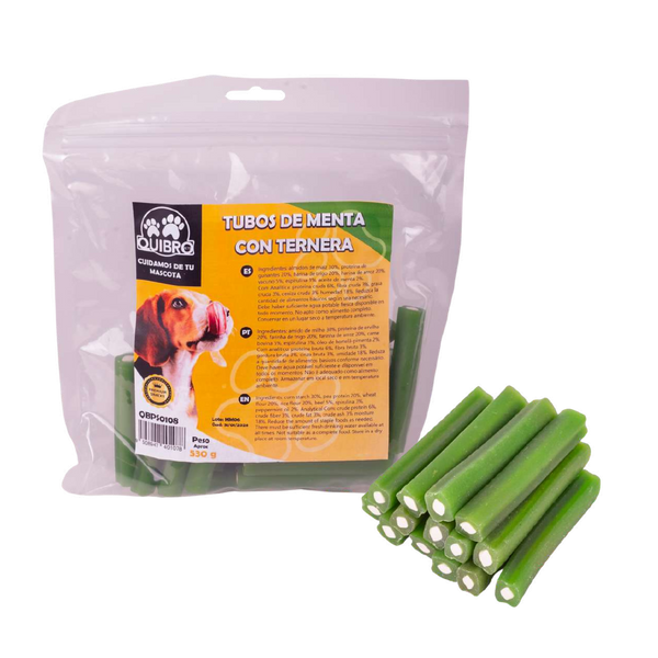 Quibropets Tubos de Menta con Ternera