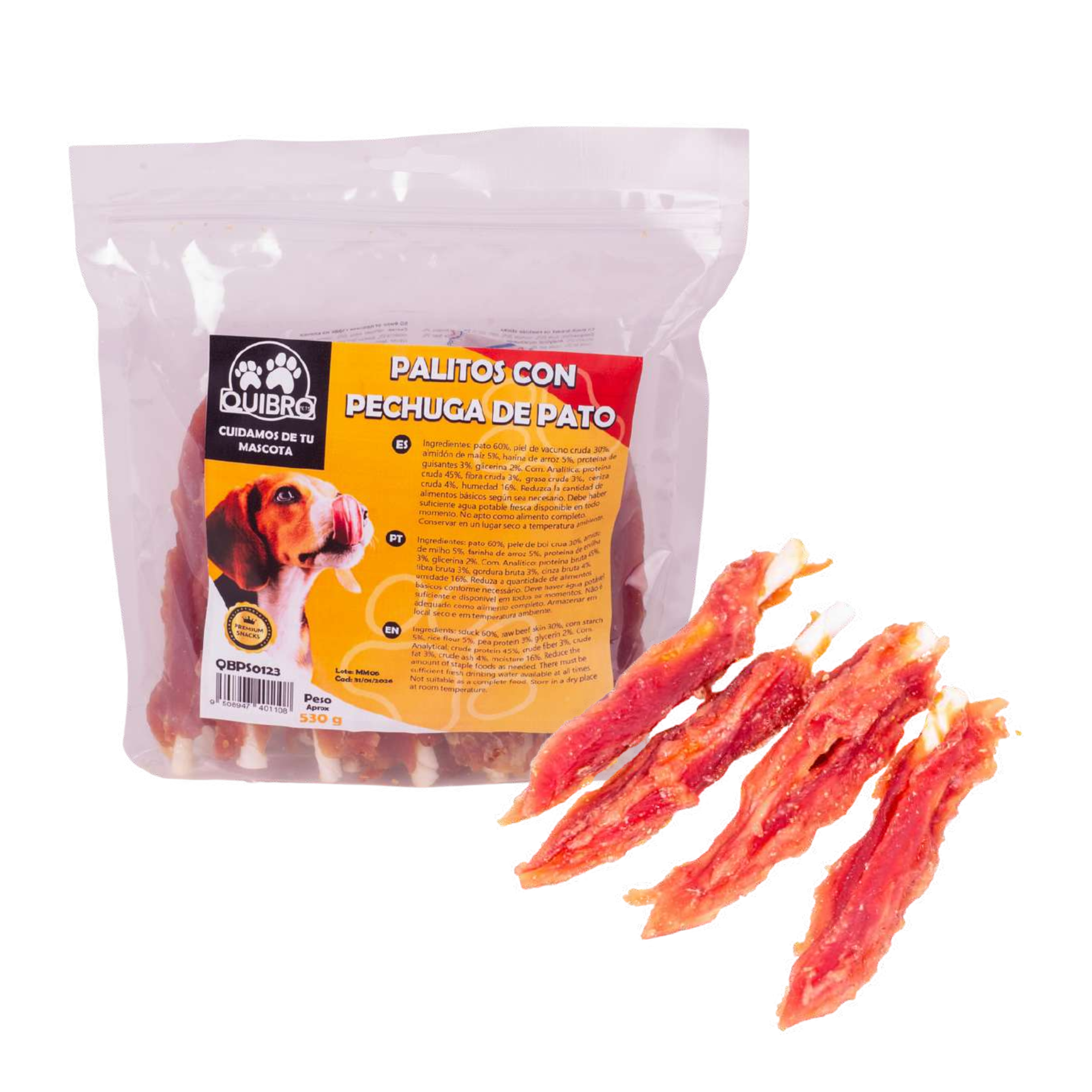 Quibropets Palitos con Pechuga de Pato