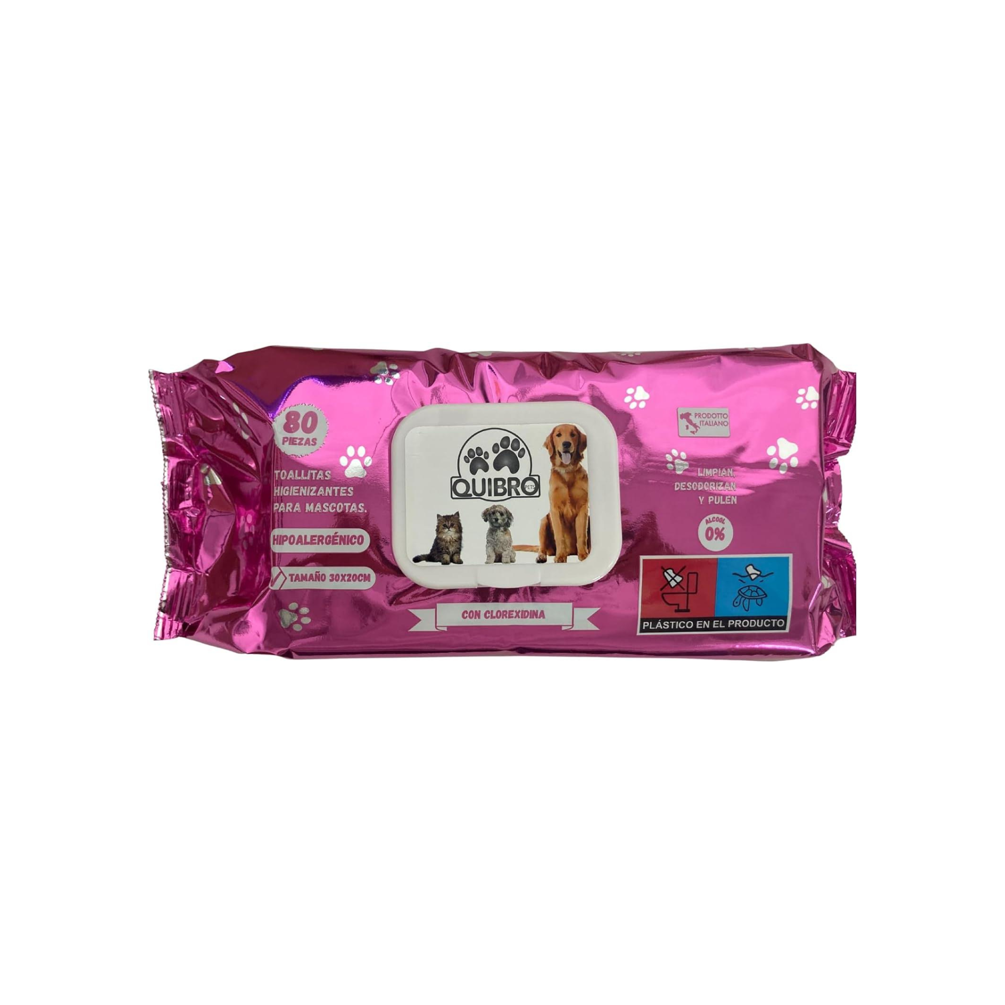 Quibropets Toallitas Húmedas con Clorhexidina 80 Unidades