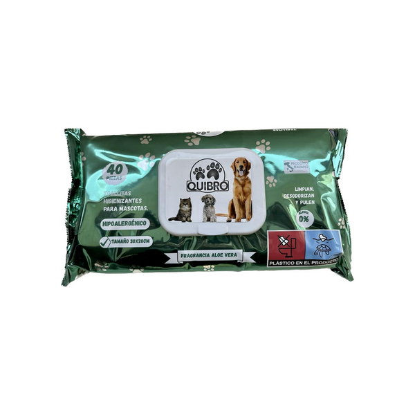 Quibropets Toallitas Húmedas con Fragancia Aloe Vera 40 Unidades
